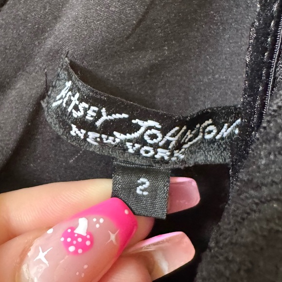 Betsey Johnson Vintage black label black velvet bow knee length sleeveless dress - Picture 7 of 7
